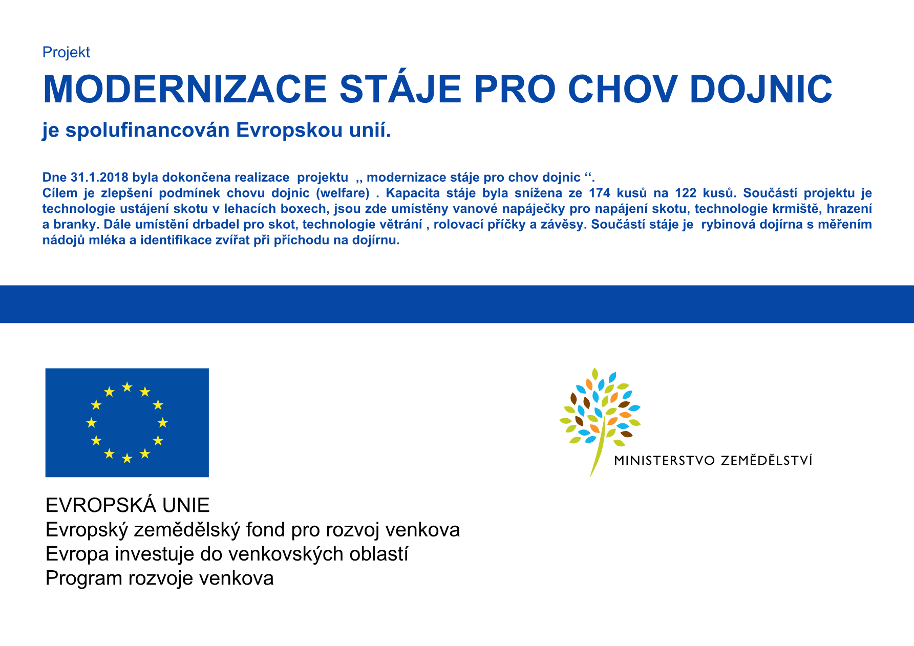 Modernizace stáje Hostice 2018
